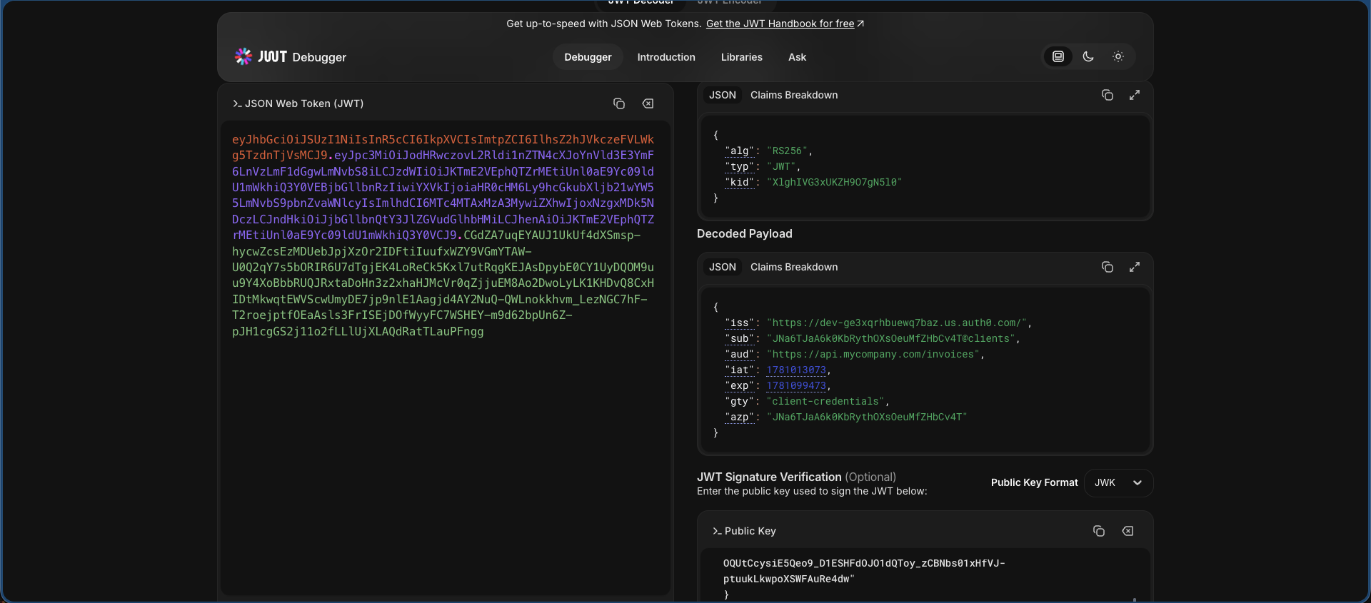 Decoded JWT Token on JWT.io